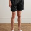 Straight-Leg Pleated Organic Cotton-Poplin Shorts - FR