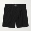 Straight-Leg Pleated Organic Cotton-Poplin Shorts