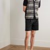 Straight-Leg Pleated Organic Cotton-Poplin Shorts - OU