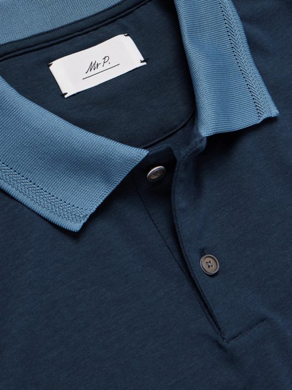 Two-Tone Stretch-Linen and Cotton-Blend Jersey Polo Shirt - CU Two-Tone Stretch-Linen and Cotton-Blend Jersey Polo Shirt - CU