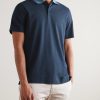 Two-Tone Stretch-Linen and Cotton-Blend Jersey Polo Shirt - FR Two-Tone Stretch-Linen and Cotton-Blend Jersey Polo Shirt - FR
