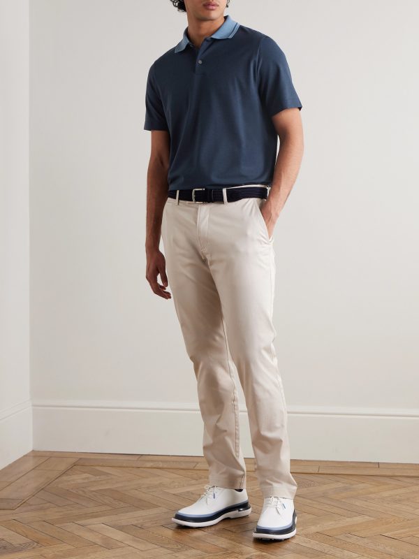 Two-Tone Stretch-Linen and Cotton-Blend Jersey Polo Shirt - OU Two-Tone Stretch-Linen and Cotton-Blend Jersey Polo Shirt - OU