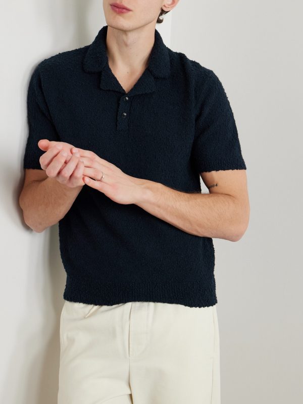 Organic Cotton-Blend Bouclé Polo Shirt - FR Organic Cotton-Blend Bouclé Polo Shirt - FR