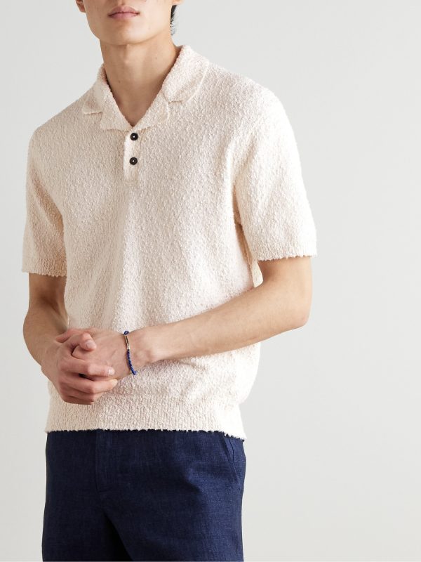 Organic Cotton-Blend Bouclé Polo Shirt - FR Organic Cotton-Blend Bouclé Polo Shirt - FR
