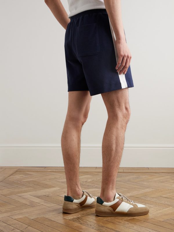 Striped Cotton-Jersey Drawstring Shorts - BK Striped Cotton-Jersey Drawstring Shorts - BK