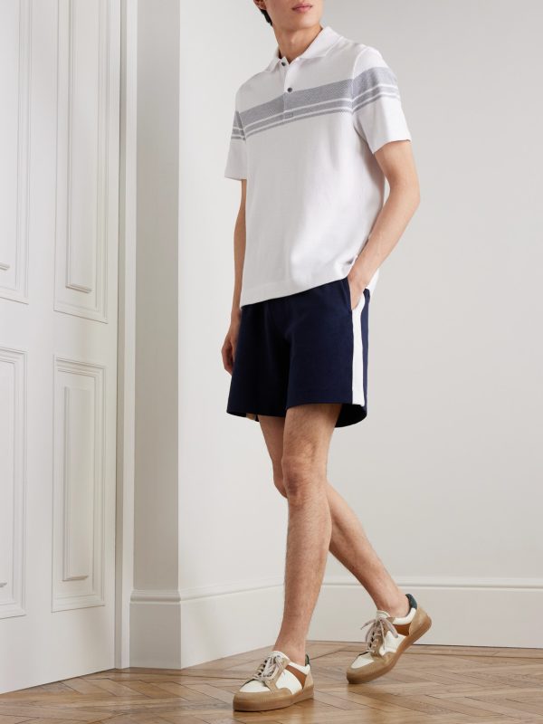 Striped Cotton-Jersey Drawstring Shorts - OU Striped Cotton-Jersey Drawstring Shorts - OU