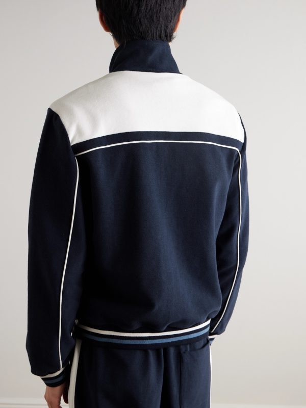 Clubhouse Striped Cotton-Blend Jersey Track Jacket - BK