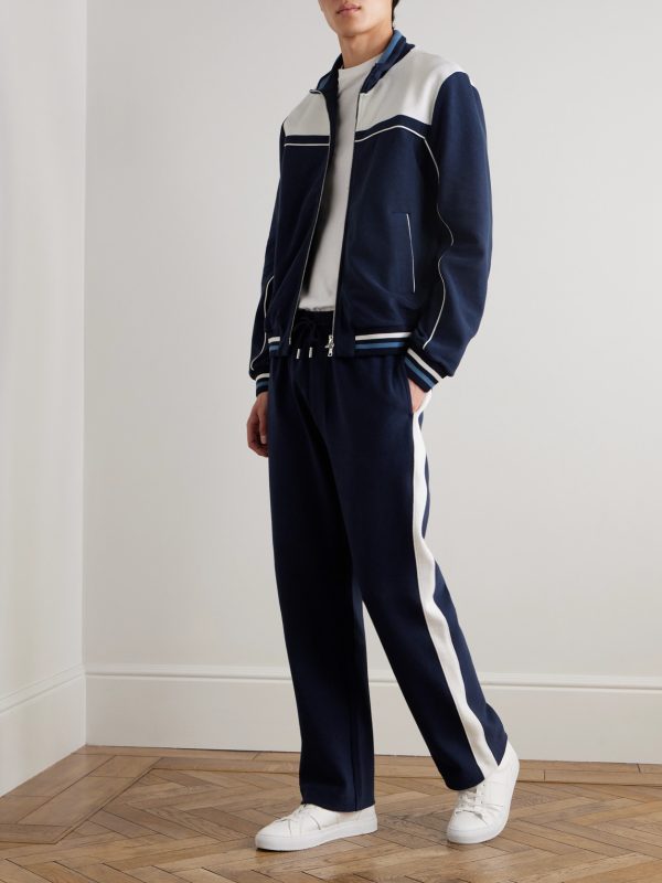 Clubhouse Striped Cotton-Blend Jersey Track Jacket - OU