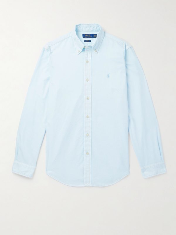 Button-Down Collar Logo-Embroidered Cotton Oxford Shirt Button-Down Collar Logo-Embroidered Cotton Oxford Shirt