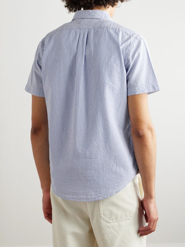 Button-Down Collar Striped Cotton-Seersucker Shirt - BK Button-Down Collar Striped Cotton-Seersucker Shirt - BK