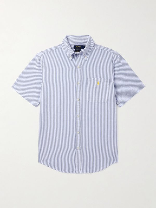 Button-Down Collar Striped Cotton-Seersucker Shirt Button-Down Collar Striped Cotton-Seersucker Shirt