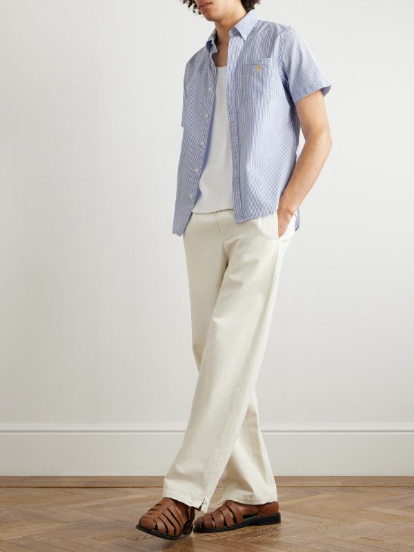 Button-Down Collar Striped Cotton-Seersucker Shirt - OU Button-Down Collar Striped Cotton-Seersucker Shirt - OU