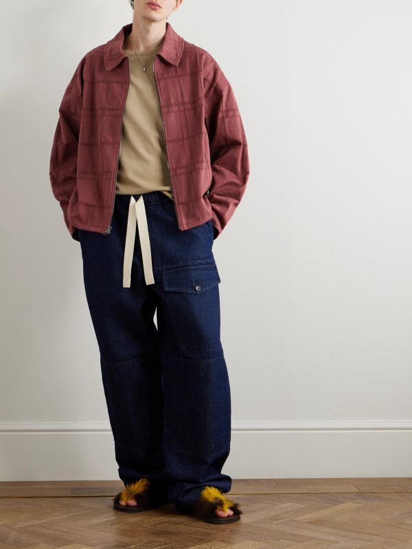 Checked Cotton-Blend Jacquard Jacket - OU Checked Cotton-Blend Jacquard Jacket - OU