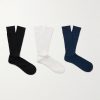 Three-Pack Ribbed Cotton-Blend Socks