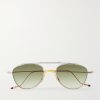 Flynn Aviator-Style Silver- and Gold-Tone Sunglasses Flynn Aviator-Style Silver- and Gold-Tone Sunglasses