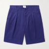 Straight-Leg Pleated Cotton-Twill Shorts Straight-Leg Pleated Cotton-Twill Shorts