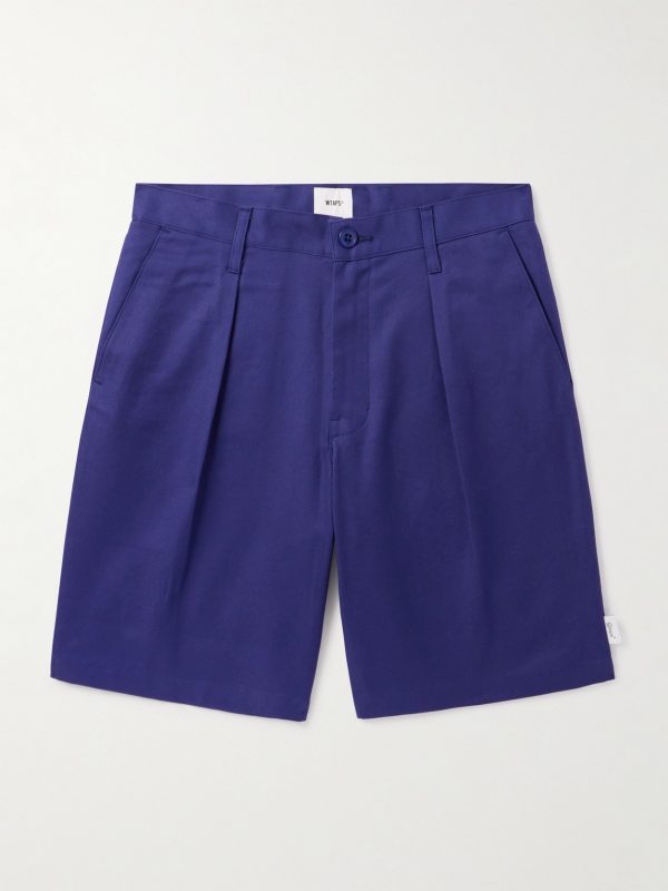Straight-Leg Pleated Cotton-Twill Shorts Straight-Leg Pleated Cotton-Twill Shorts