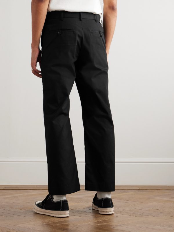 Straight-Leg Cropped Canvas Trousers - BK Straight-Leg Cropped Canvas Trousers - BK