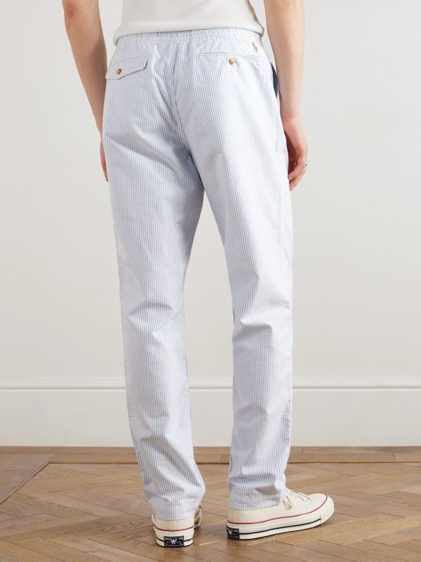 Straight-Leg Striped Cotton Oxford Trousers - BK