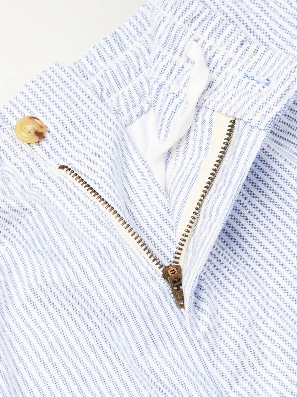 Straight-Leg Striped Cotton Oxford Trousers - E1