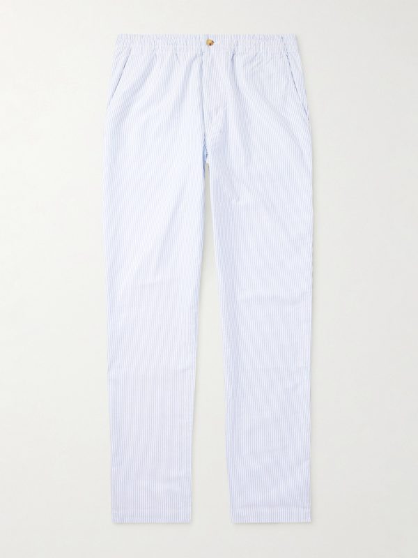 Straight-Leg Striped Cotton Oxford Trousers