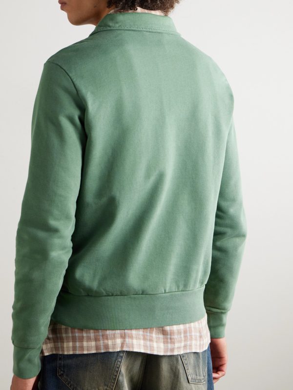 Slim-Fit Logo-Embroidered Cotton-Jersey Half-Zip Sweatshirt - BK