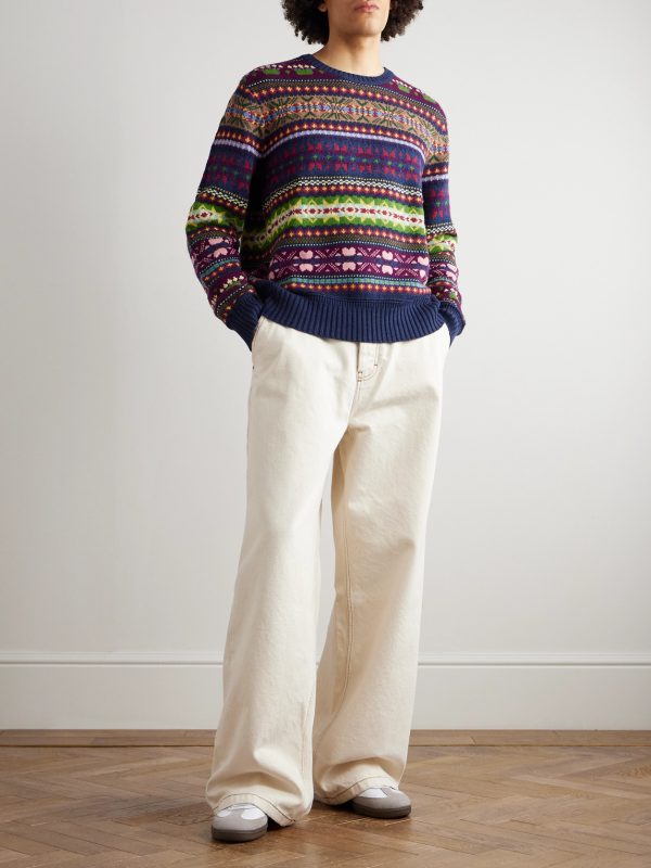 Fair Isle Cotton, Wool and Linen-Blend Sweater - OU Fair Isle Cotton, Wool and Linen-Blend Sweater - OU