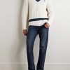 Striped Cable-Knit Cotton, Cashmere and Hemp-Blend Sweater - OU