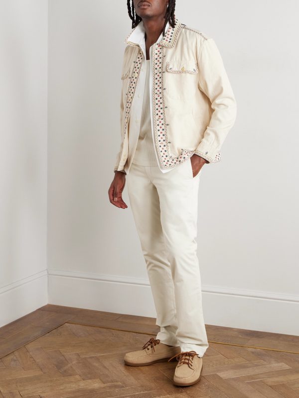 Slim-Fit Stretch-Cotton Twill Trousers - OU Slim-Fit Stretch-Cotton Twill Trousers - OU