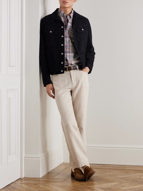 Button-Down Collar Checked Cotton-Twill Shirt - OU