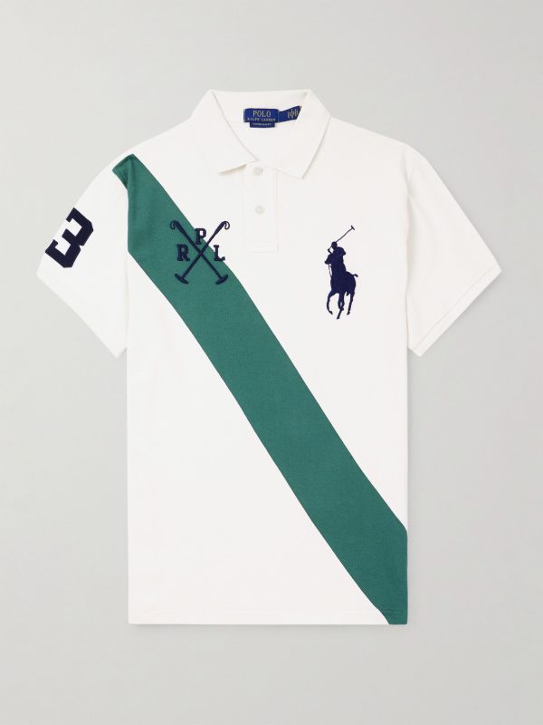 Slim-Fit Logo-Embroidered Striped Cotton-Piqué Polo Shirt Slim-Fit Logo-Embroidered Striped Cotton-Piqué Polo Shirt