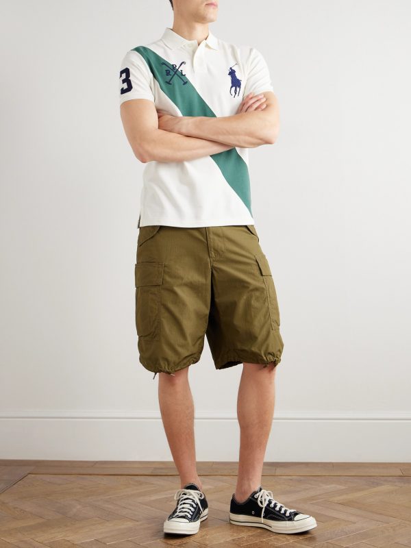 Slim-Fit Logo-Embroidered Striped Cotton-Piqué Polo Shirt - OU Slim-Fit Logo-Embroidered Striped Cotton-Piqué Polo Shirt - OU