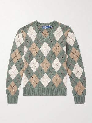 Argyle Intarsia-Knit Cotton and Wool-Blend Sweater