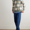 Argyle Intarsia-Knit Cotton and Wool-Blend Sweater - OU Argyle Intarsia-Knit Cotton and Wool-Blend Sweater - OU
