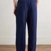 Straight-Leg Pleated Linen Trousers - BK Straight-Leg Pleated Linen Trousers - BK