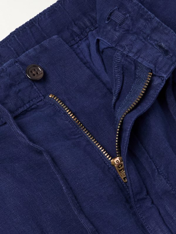 Straight-Leg Pleated Linen Trousers - E1 Straight-Leg Pleated Linen Trousers - E1