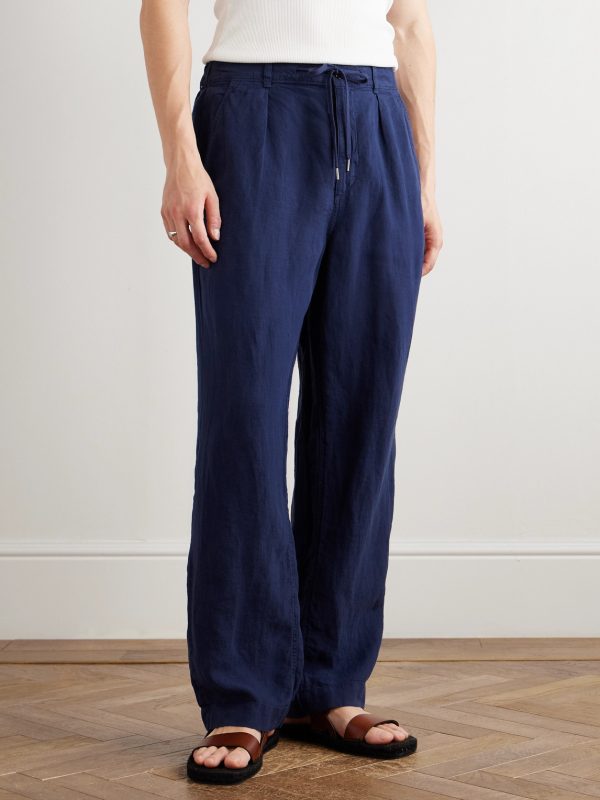 Straight-Leg Pleated Linen Trousers - FR Straight-Leg Pleated Linen Trousers - FR