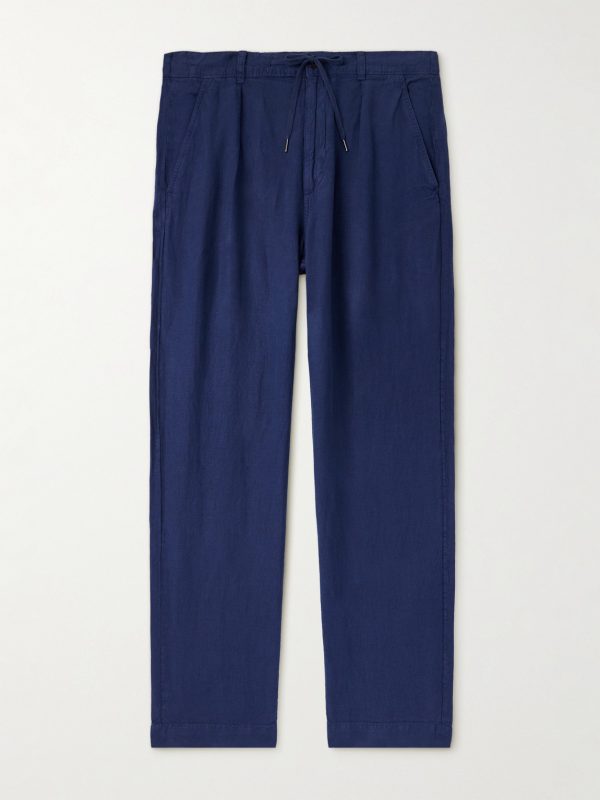 Straight-Leg Pleated Linen Trousers Straight-Leg Pleated Linen Trousers