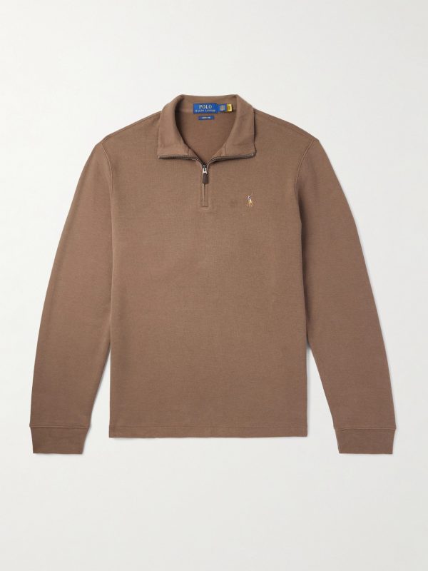 Logo-Embroidered Cotton-Jersey Half-Zip Sweatshirt Logo-Embroidered Cotton-Jersey Half-Zip Sweatshirt