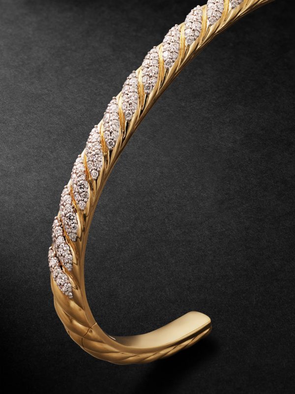 Sculpted Cable 18-Karat Gold Diamond Cuff - CU