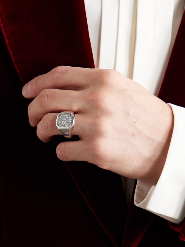 Streamline® Sterling Silver Diamond Signet Ring - OU Streamline® Sterling Silver Diamond Signet Ring - OU