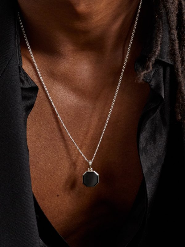 Sterling Silver Onyx Pendant - OU
