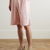 Straight-Leg Embroidered Pleated Cotton Shorts - FR Straight-Leg Embroidered Pleated Cotton Shorts - FR