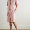 Straight-Leg Embroidered Pleated Cotton Shorts - OU Straight-Leg Embroidered Pleated Cotton Shorts - OU