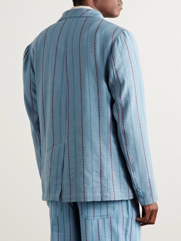 Unstructured Striped Cotton-Canvas Suit Jacket - BK Unstructured Striped Cotton-Canvas Suit Jacket - BK
