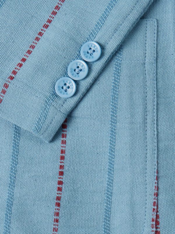 Unstructured Striped Cotton-Canvas Suit Jacket - CU Unstructured Striped Cotton-Canvas Suit Jacket - CU