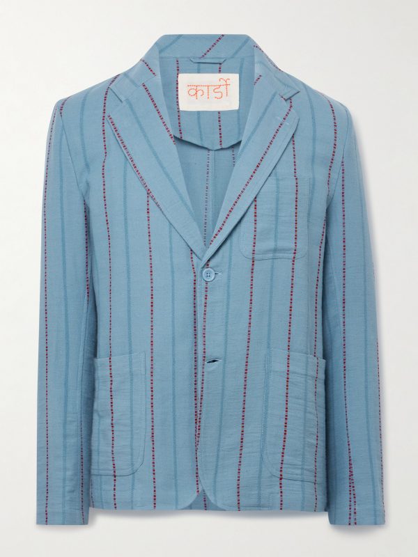Unstructured Striped Cotton-Canvas Suit Jacket Unstructured Striped Cotton-Canvas Suit Jacket