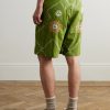 Straight-Leg Embroidered Printed Pleated Cotton Shorts - BK Straight-Leg Embroidered Printed Pleated Cotton Shorts - BK
