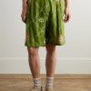 Straight-Leg Embroidered Printed Pleated Cotton Shorts - FR Straight-Leg Embroidered Printed Pleated Cotton Shorts - FR