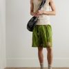 Straight-Leg Embroidered Printed Pleated Cotton Shorts - OU Straight-Leg Embroidered Printed Pleated Cotton Shorts - OU